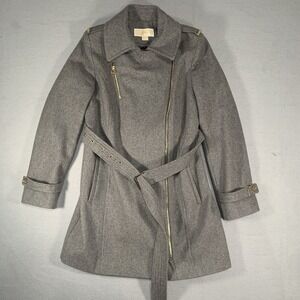 Michael Kors Womens Wool Trench Coat Size 4 Grey